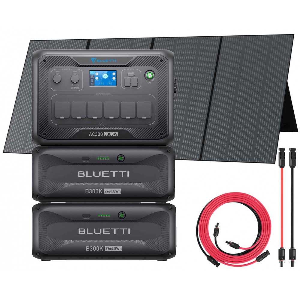 Bluetti AC300 + 2 B300K with PV350 Photovoltaic Panel + 5m Connection Kit