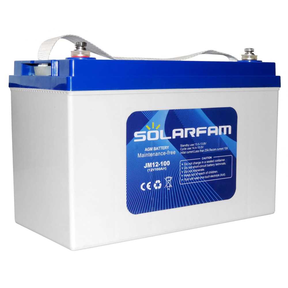 Solarfam Batteria AGM 12V 100Ah C10 Solare Eolico Impianti Fotovoltaici