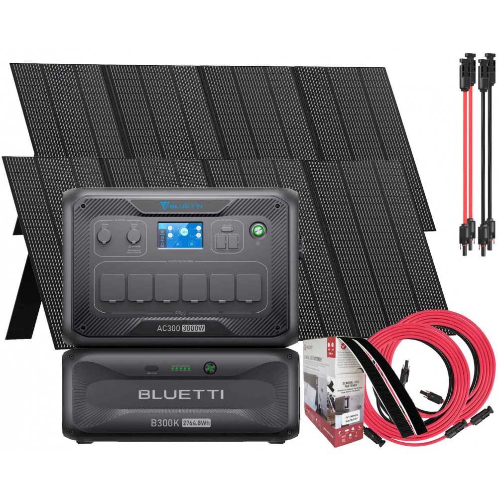 Bluetti AC300 + B300K + 2 PV350 Photovoltaic Panel + 2x5m Connection Kit