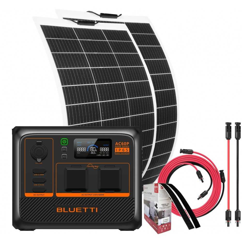 Bluetti AC180P + 2 Flex Panels 150W + Connection Kit 5mt Portable Premium Power Station 1440Wh 1800W