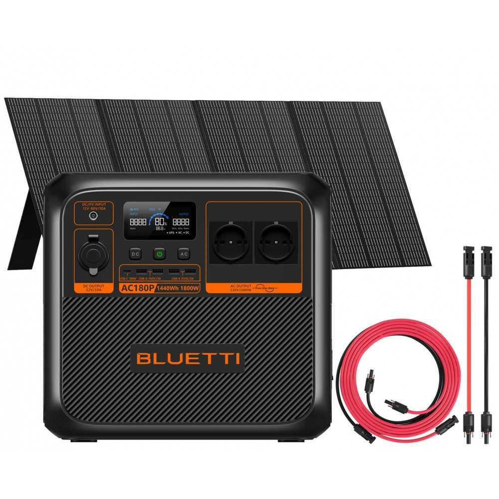 Bluetti AC180P + PV350 Pannello 350W + Kit connessione 5mt Power Station Premium Portatile 1440Wh 1800W