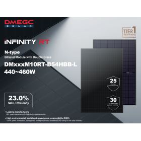 DM455M10RT-B54HBB-L 36pz Modulo Fotovoltaico Bifacciale DMEGC N-Type 108 celle MC4-EVO2A All Black 228Wp/m² 1762x1134x30 20.4 kg