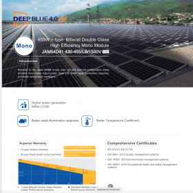 JA SOLAR 450W JAM54D41-450 Full Black bifacciale N-Type Glass-Glass Pannello Solare min 12pz