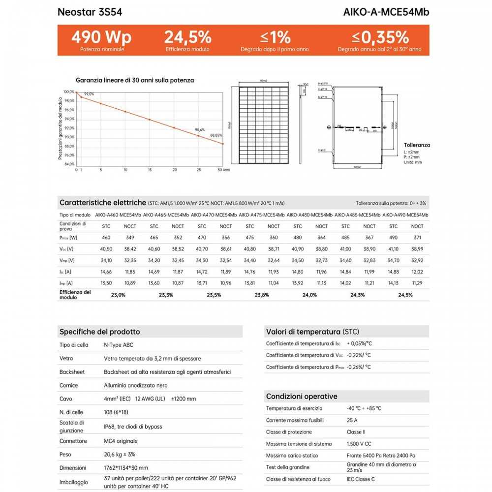 AIKO NEOSTAR AIKO-A-MCE54Mb 3S54 470W Mono-Glass Solar Panel min 8pcs