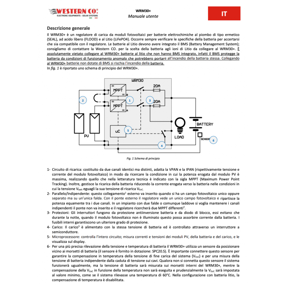 Western WRM30+ 12/24V/48V 30A MPPT Charge Controller with RS485 port