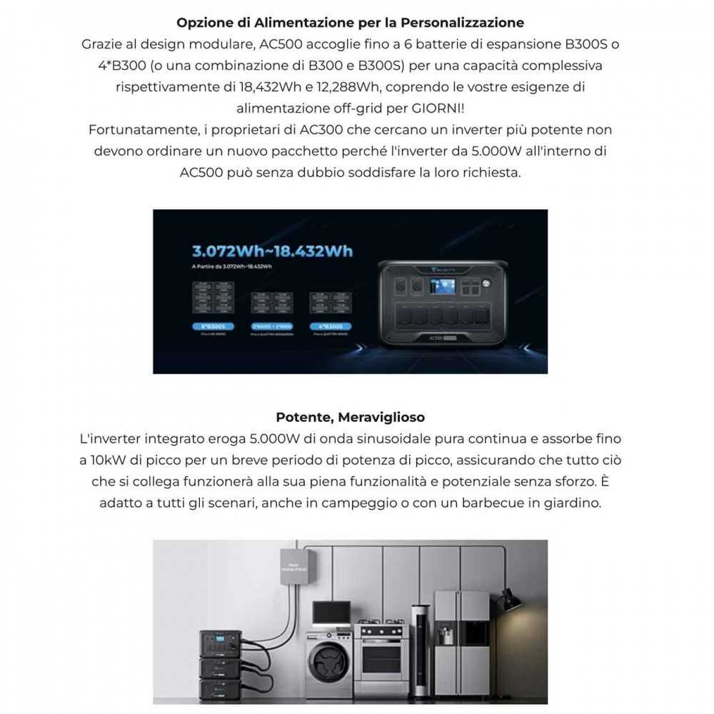 Bluetti AC500 5000W Inverter portatile Batteria non inclusa