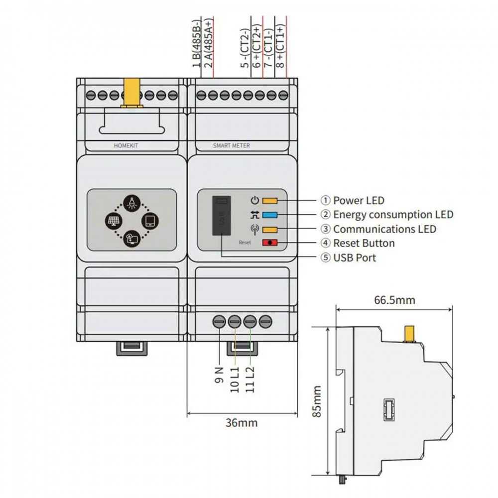 GoodWe HK3000 120A 40mA 230/400Vac HomeKit 3000 Smart meter con Wifi/LAN per registrazione consumi