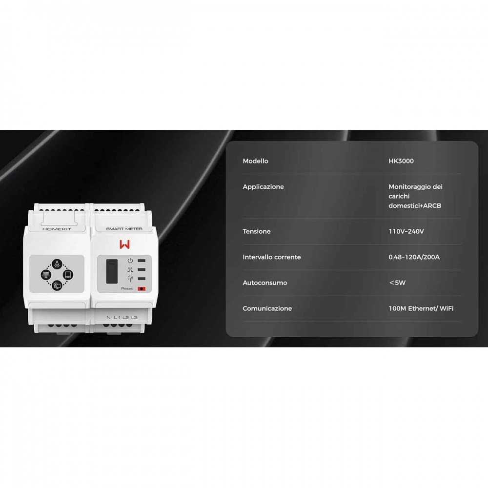 GoodWe HK3000 120A 40mA 230/400Vac HomeKit 3000 Smart meter con Wifi/LAN per registrazione consumi