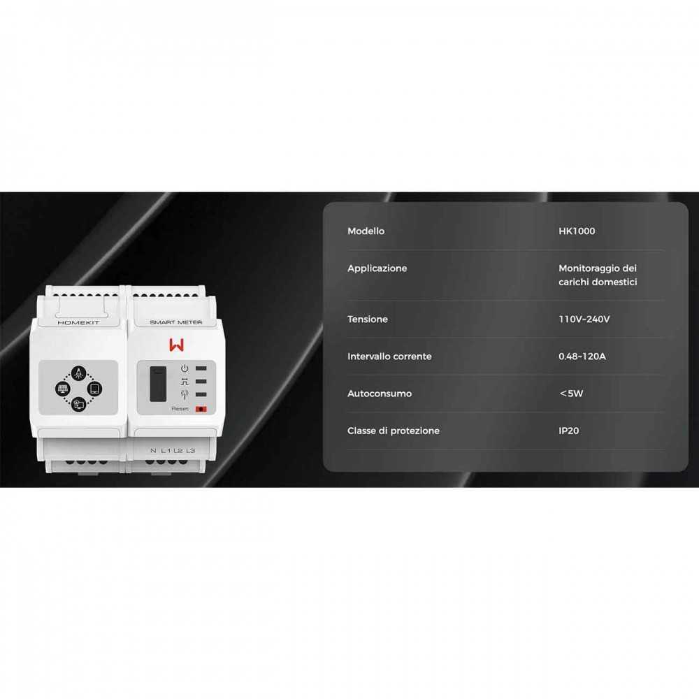GoodWe HK1000 120A 40mA 110/230Vac HOMEKIT HK1000 Smart meter con Wifi/LAN per registrazione consumi Monofase