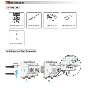 GoodWe HK1000 120A 40mA 110/230Vac HOMEKIT HK1000 Smart meter con Wifi/LAN per registrazione consumi Monofase