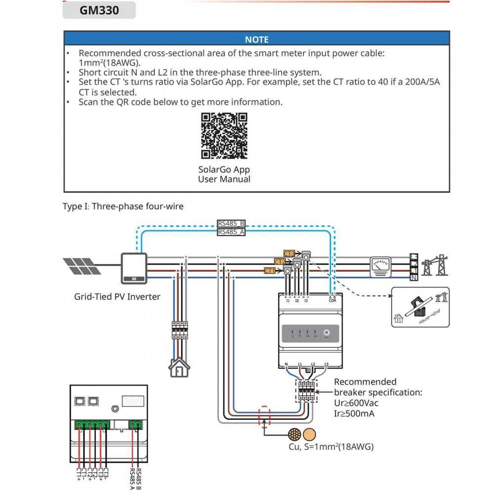 GoodWe GM330 120A 40mA 230/400Vac Smart Meter per impianti Trifase