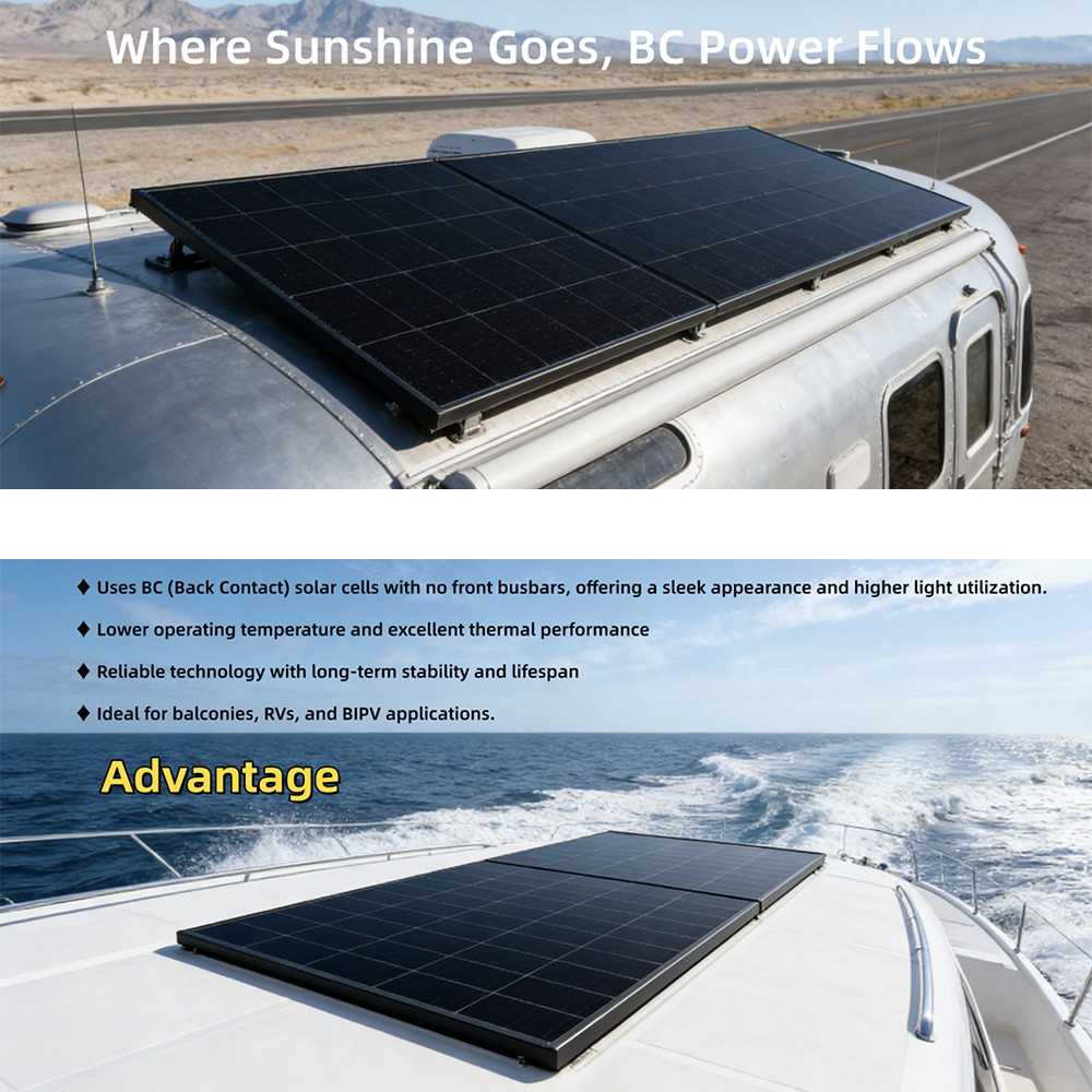 SZBC-200 200W 12V Back Contact Solar Panel for Vehicles and Off-Grid