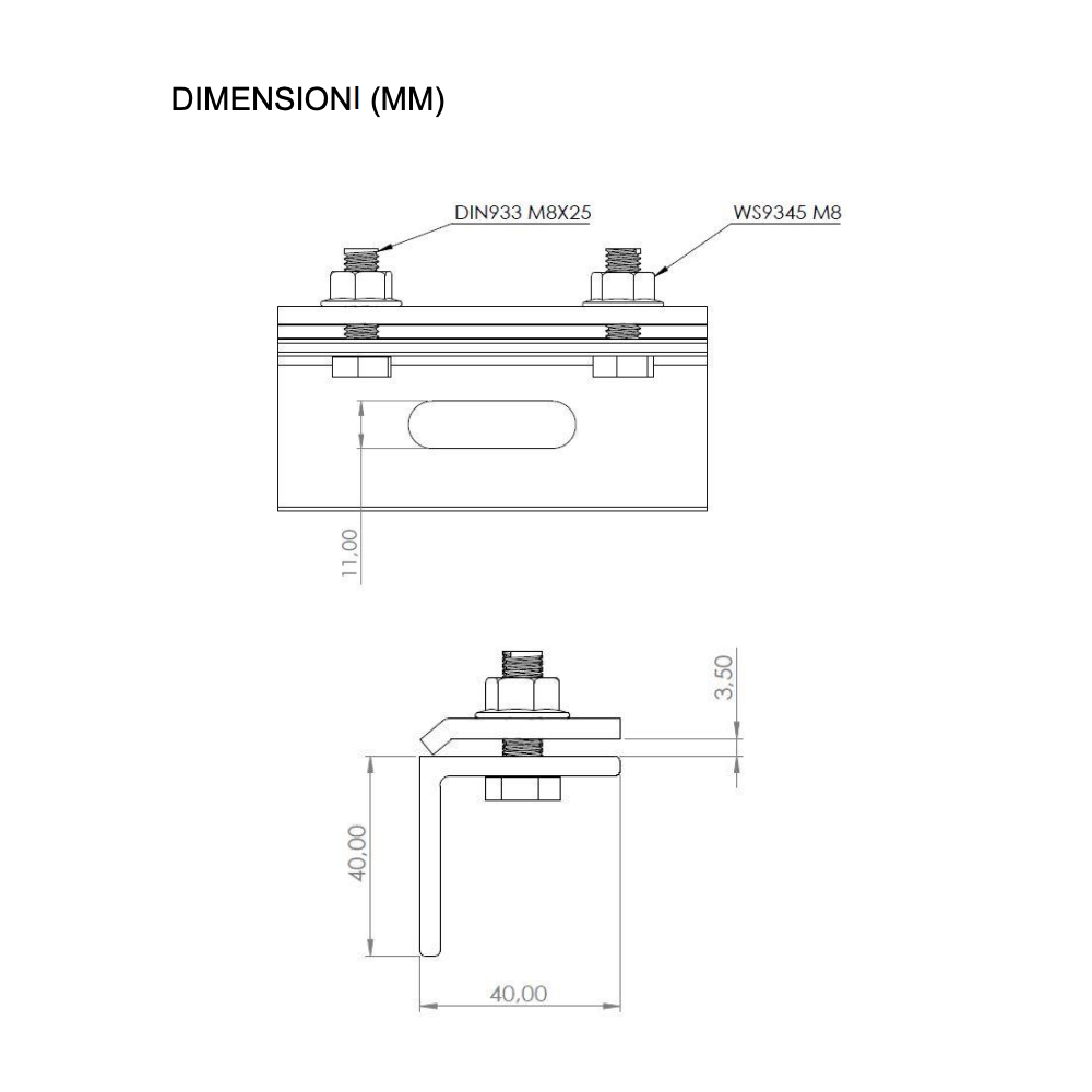 AISI 304 9583-2-FALZKLEMME Hook for Crimped Sheet Metal