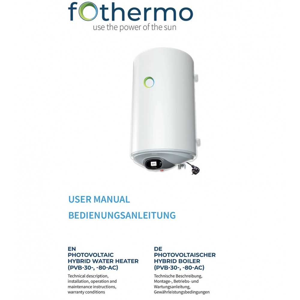 Fothermo Boiler Ibrido Caldaia fotovoltaica 30L 550W 15,5A 300-600Wp Scaldabagno OF017885
