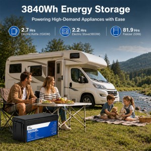 12V 300Ah LiFePO4 Battery with 120A BMS 12.8V 3840Wh
