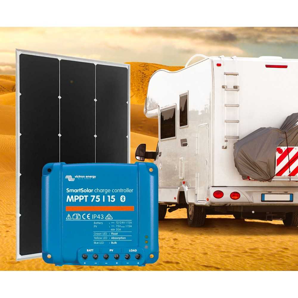 12V 110W Photovoltaic Camper Solar Kit with Victron SmartSolar MPPT 15A Regulator + Cable Kit