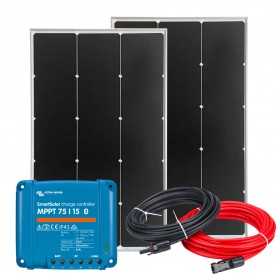 12V 220W BC Solar Kit + 15A MPPT SmartSolar Charger + Cable Kit