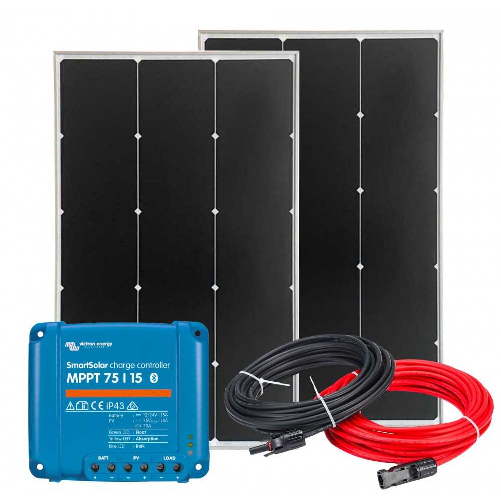 12V 220W BC Solar Kit + 15A MPPT SmartSolar Charger + Cable Kit