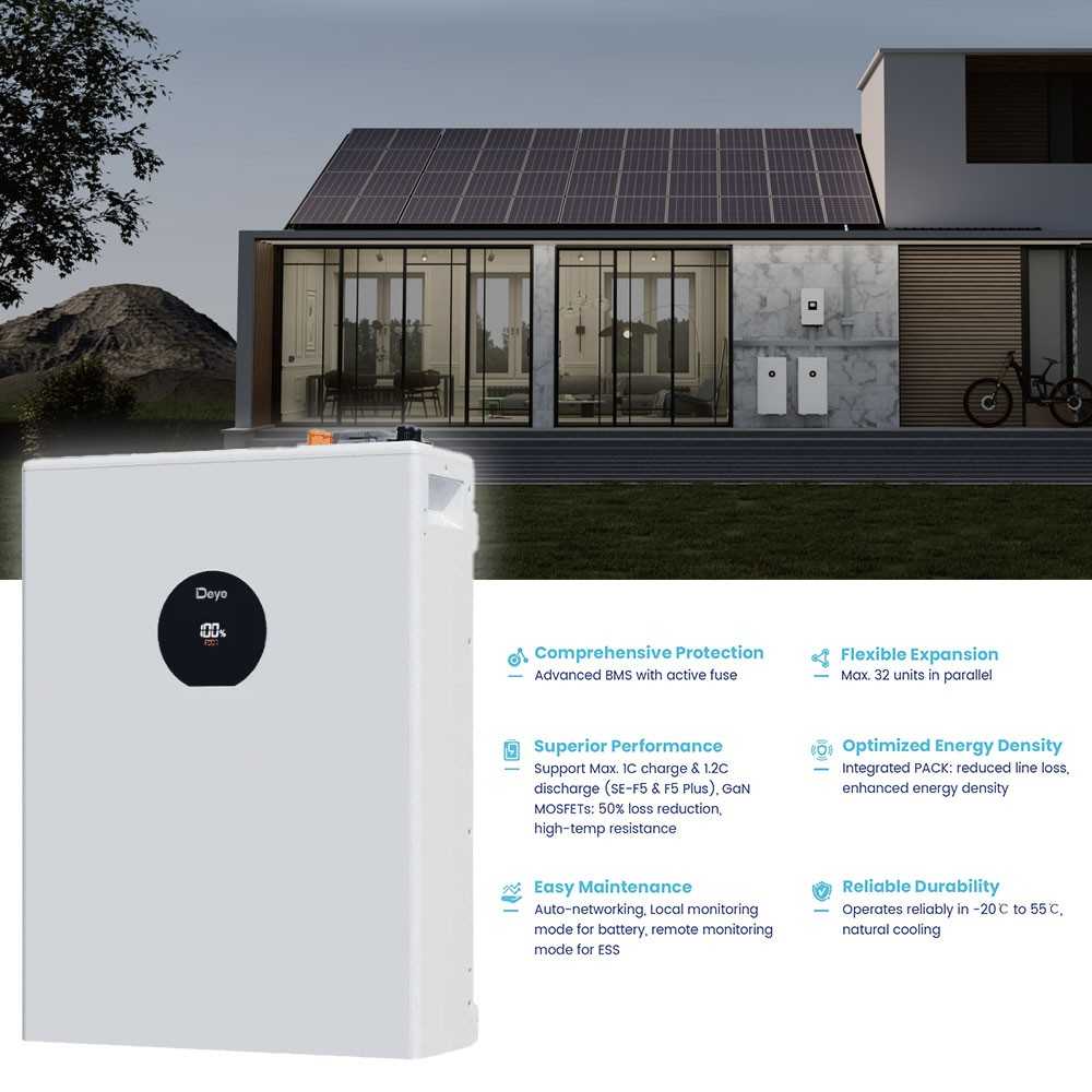 Deye SE-F5-PRO C Version Batteria LifePO4 51,2V ad Alte Prestazioni per solare OffGrid LV