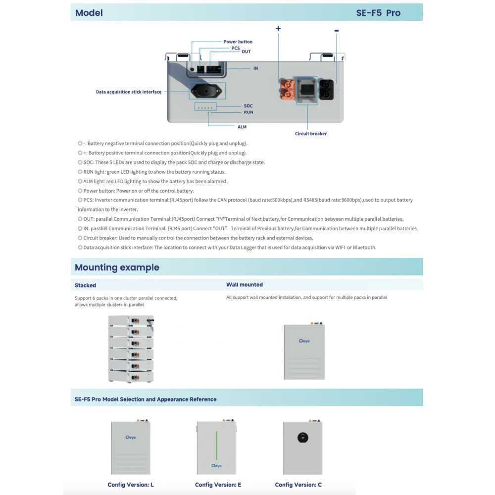 DEYE Sistema di accumulo 30.72kWh Inverter 6kW SG05LP1 + 6 SE-F5-Pro-C