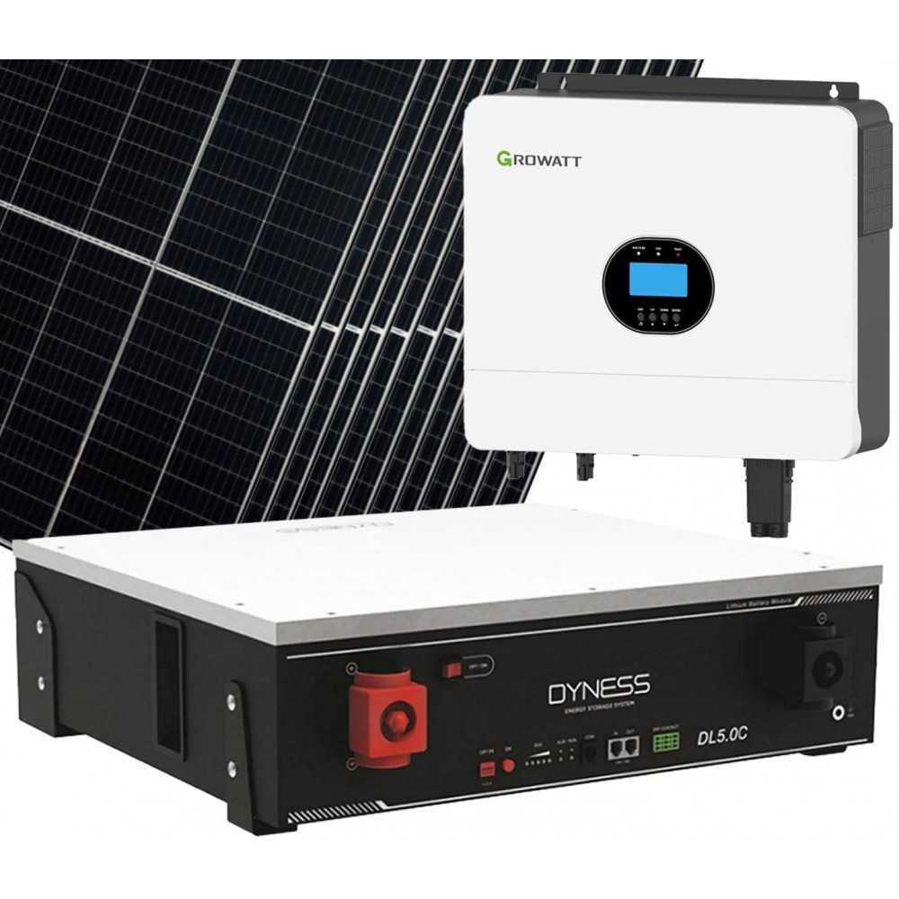 Kit fotovoltaico Off Grid 6000-5400W Growatt Dyness accumulo 5.12kWh Baita Casa Kit anti Lockdown Energetico