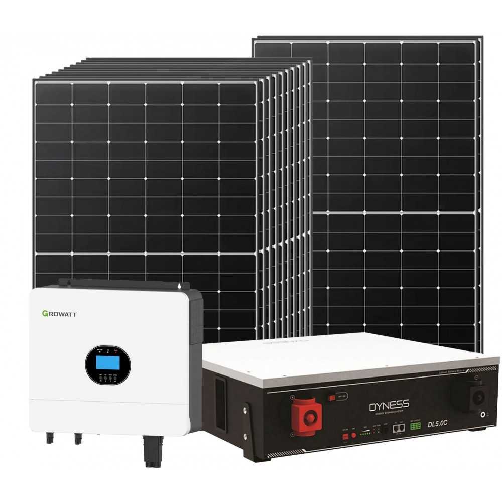 Kit fotovoltaico Off Grid 6000-5400W Growatt Dyness accumulo 5.12kWh Baita Casa Kit anti Lockdown Energetico