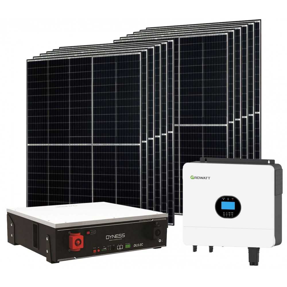 Kit fotovoltaico Off Grid 6000-5400W Growatt Dyness accumulo 5.12kWh Baita Casa Kit anti Lockdown Energetico