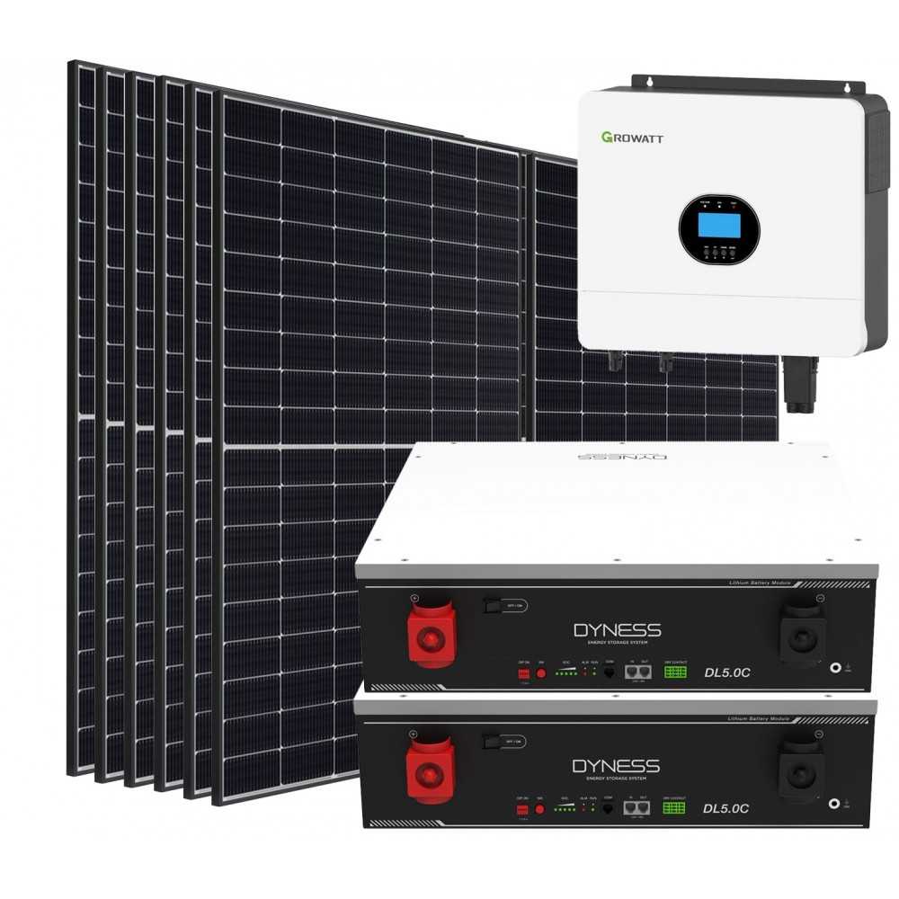 Kit fotovoltaico Off Grid 6000-5400W Growatt Dyness accumulo 10.24kWh Baita Casa Kit anti Lockdown Energetico