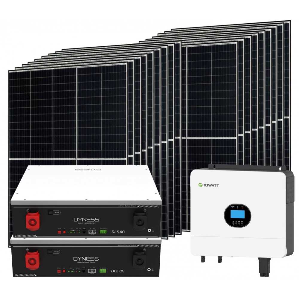 Kit fotovoltaico Off Grid 6000-8100W Growatt Dyness accumulo 10.24kWh Baita Casa Kit anti Lockdown Energetico