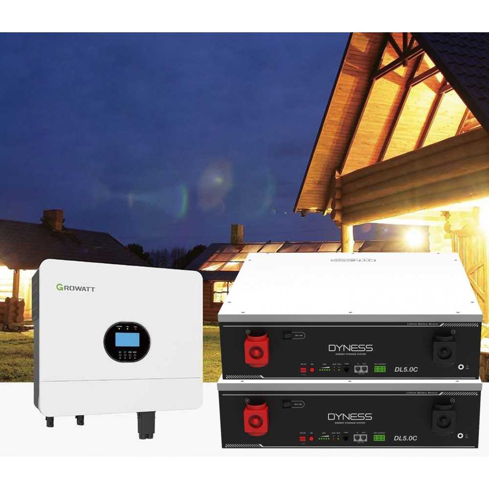 Kit fotovoltaico Off Grid 6000-8100W Growatt Dyness accumulo 10.24kWh Baita Casa Kit anti Lockdown Energetico