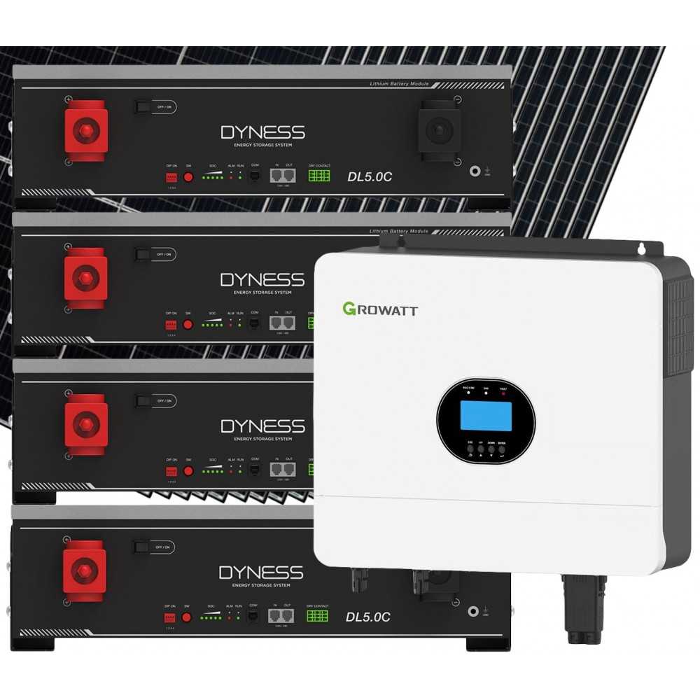 Kit fotovoltaico Off Grid 6000-8100W Growatt Dyness accumulo 20.48kWh Baita Casa Kit anti Lockdown Energetico