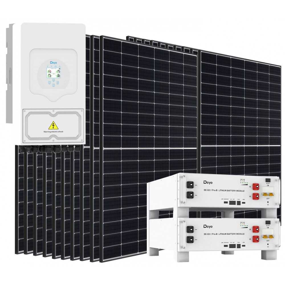DEYE PRO 6000-9000W Off Grid Photovoltaic Kit with 10.24kWh Storage Home Cabin Energy Lockdown Prevention Kit